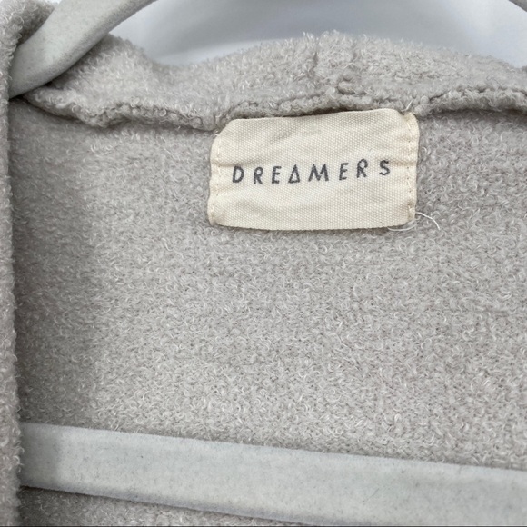 Dreamers Cardigan Sweater Soft Grey Open Front Ribbed Hooded Pocketed - Picture 2 of 9